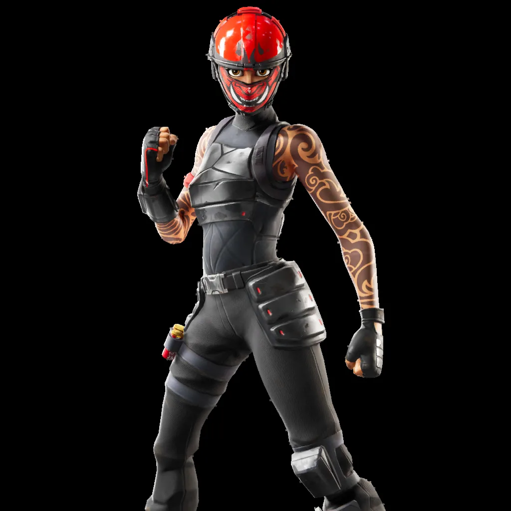 Manic Fortnite outfit render showing a black and red competitive locker palette
